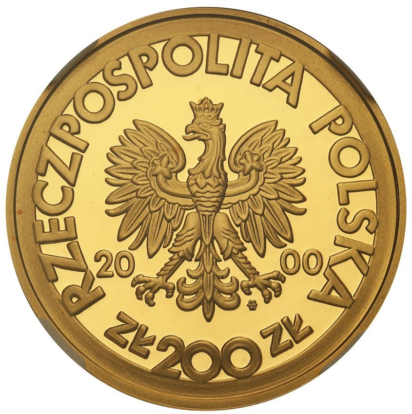 III RP. 200 złotych 2000 Solidarność NGC PF70 ULTRA CAMEO (MAX)
